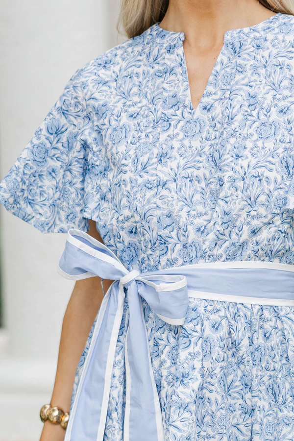Blue Toile Maxi Dress