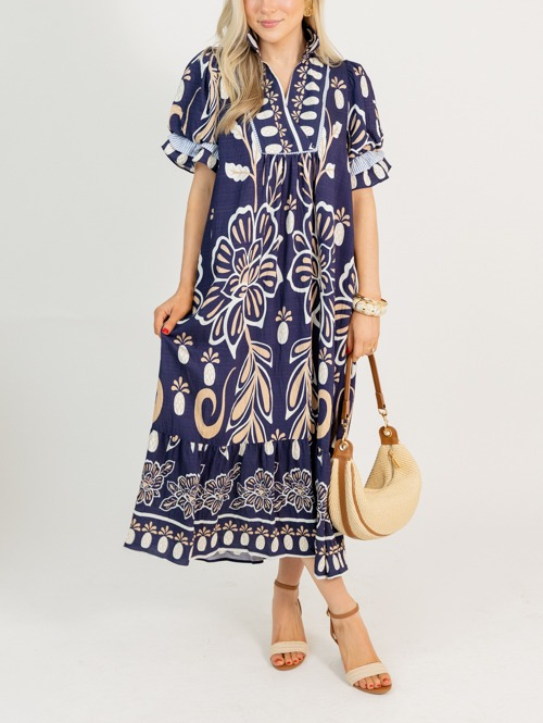 Scalloped Sleeve Midi Dress