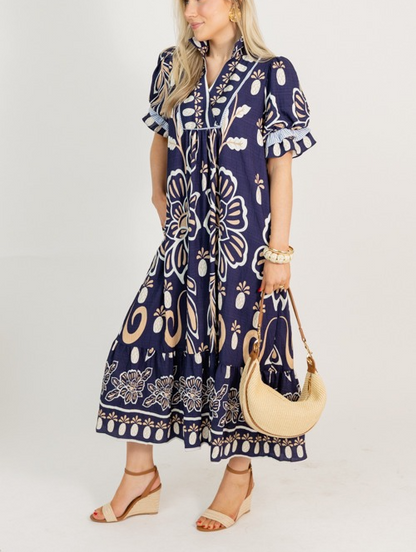 Scalloped Sleeve Midi Dress