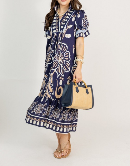 Scalloped Sleeve Midi Dress