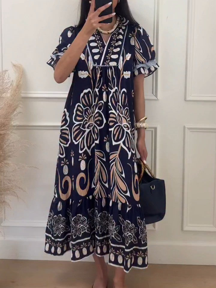 Scalloped Sleeve Midi Dress