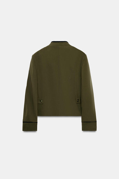Double-breasted blazer with shoulder pads