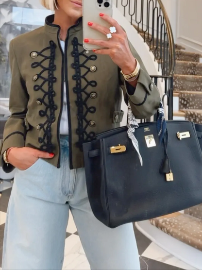 Double-breasted blazer with shoulder pads