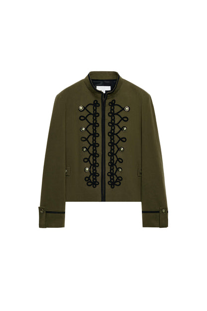 Double-breasted blazer with shoulder pads