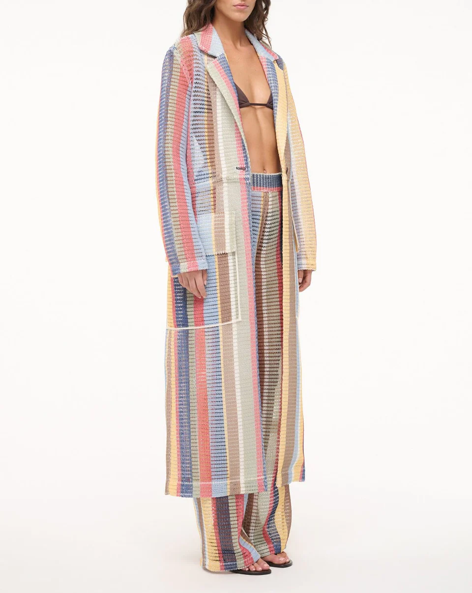 Color-blocked trench coat