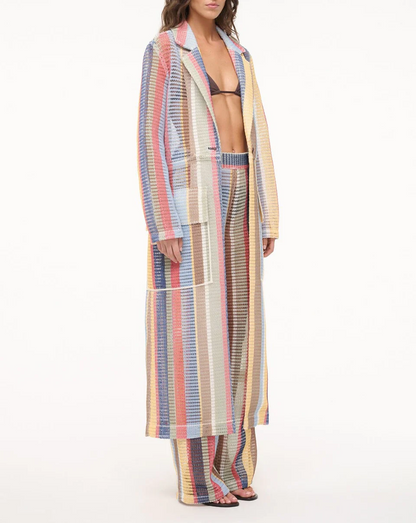 Color-blocked trench coat