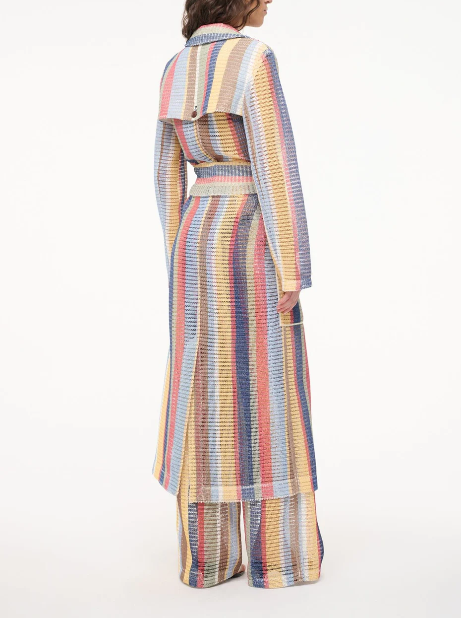 Color-blocked trench coat