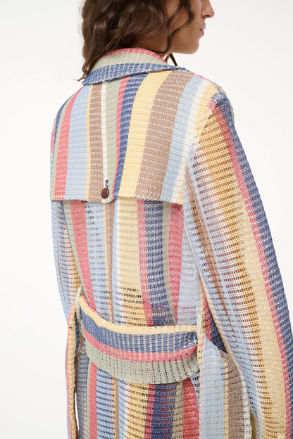 Color-blocked trench coat