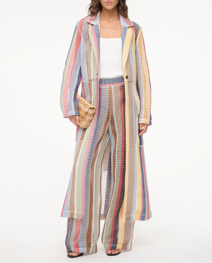 Color-blocked trench coat
