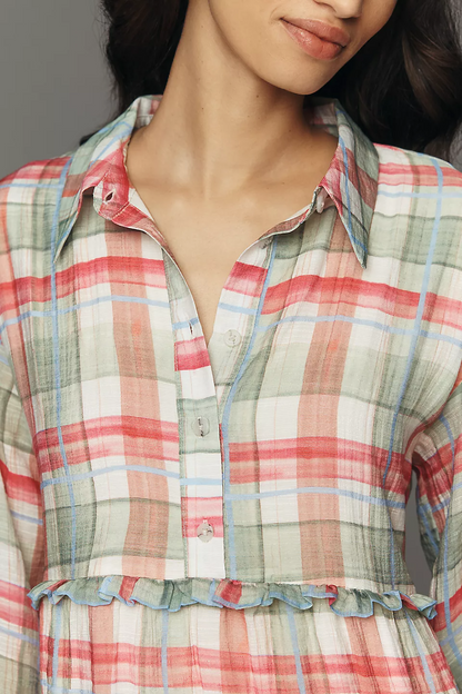 Tiered Mini Shirt Dress