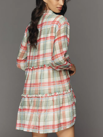 Tiered Mini Shirt Dress