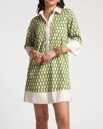 Front-buttoned printed dress