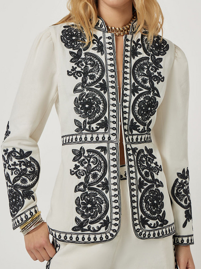 Printed Long Sleeve Cotton Elegant Jacket