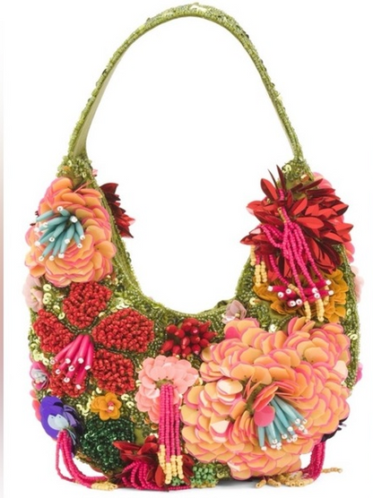 Beaded daisy handheld bag
