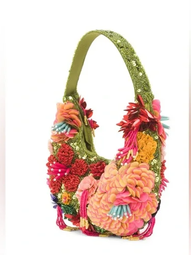 Beaded daisy handheld bag