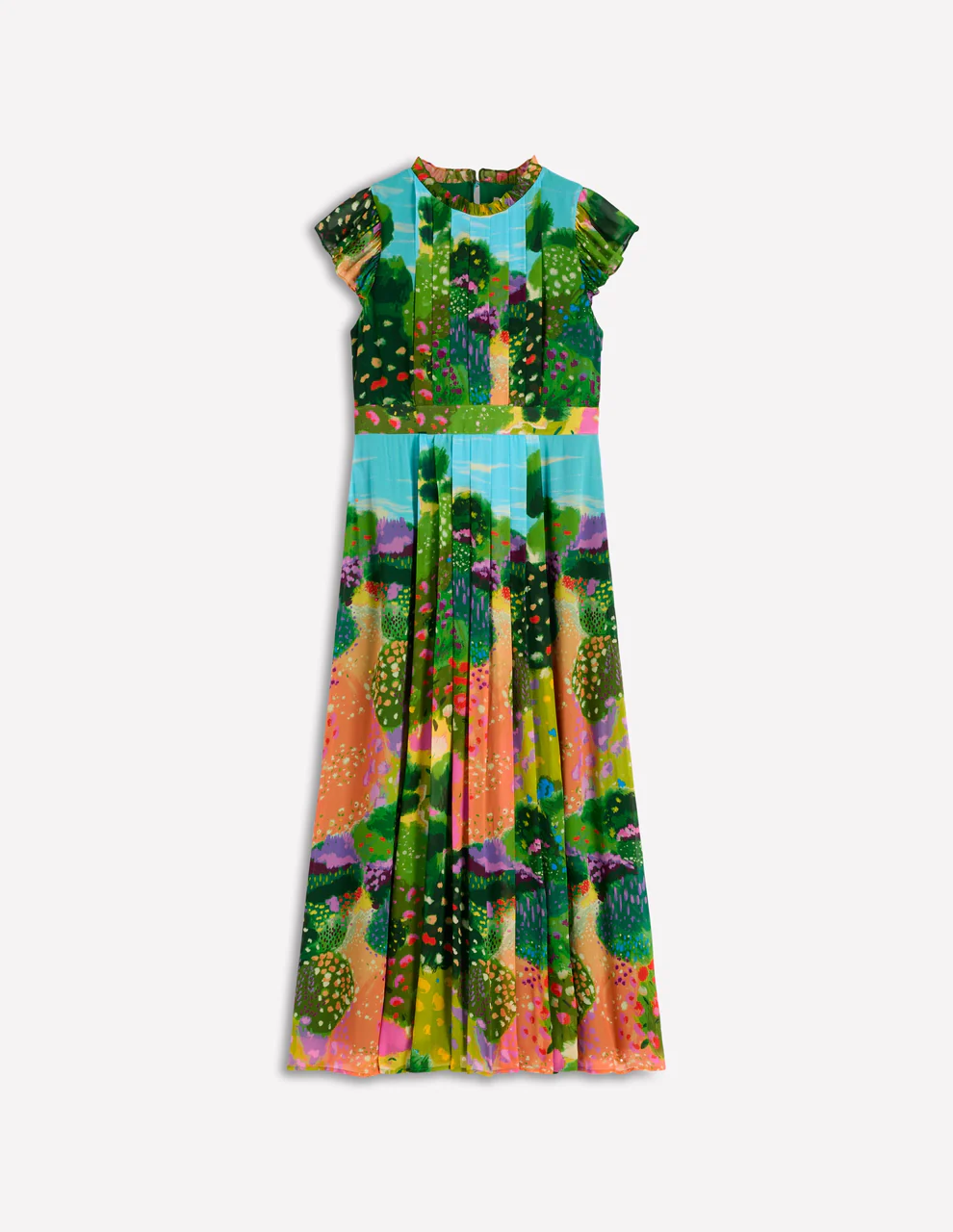 Pleat Ruffle Maxi Dress