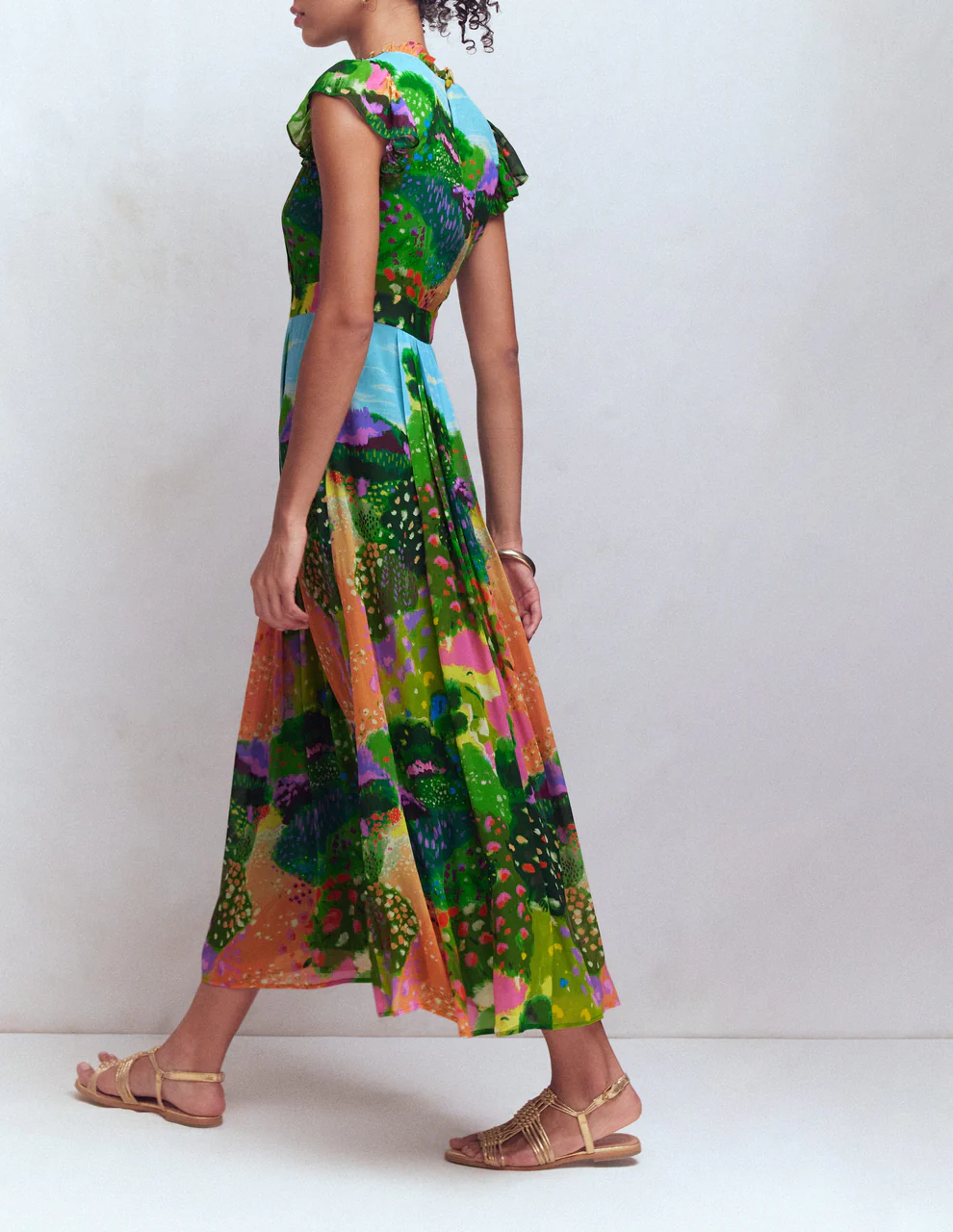 Pleat Ruffle Maxi Dress