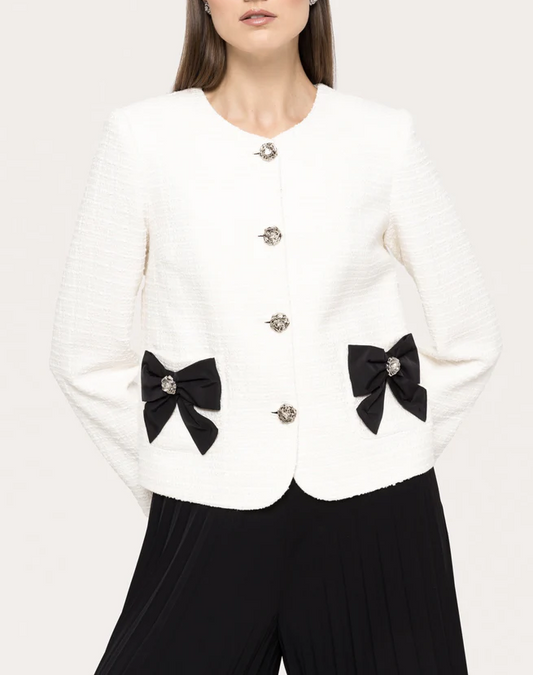 Bow-detail Boucle Suit Jacket