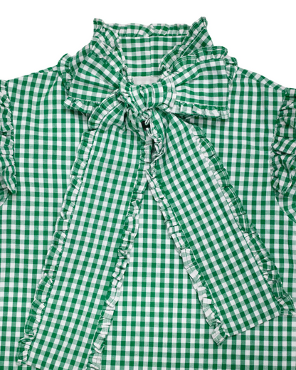 Bow-Tie Checked Straight Dress