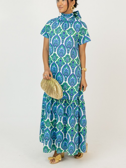 Printed straight-cut maxi dress
