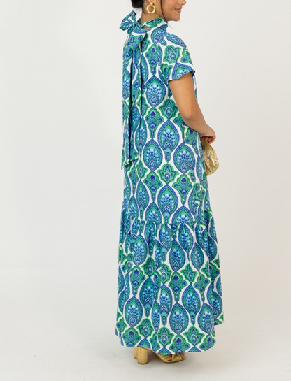 Printed straight-cut maxi dress