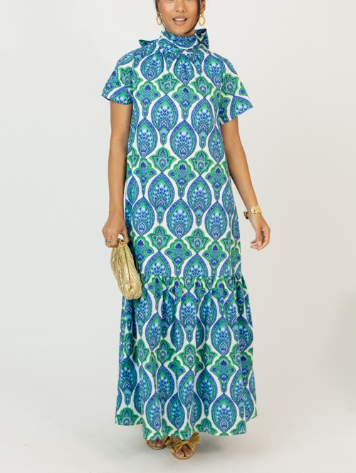 Printed straight-cut maxi dress