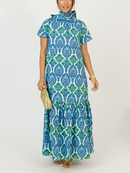 Printed straight-cut maxi dress