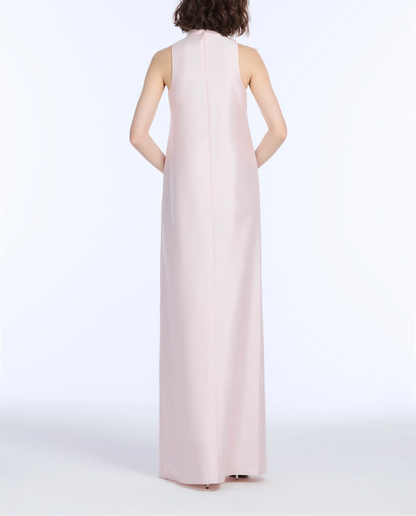 Blush-Colored Sleeveless Floral Dress