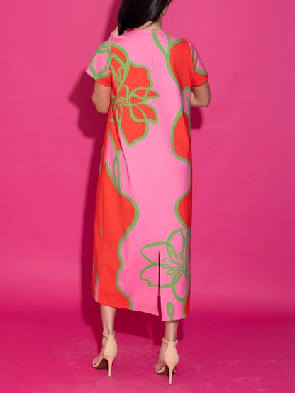 Multicolored Printed Straight Dress