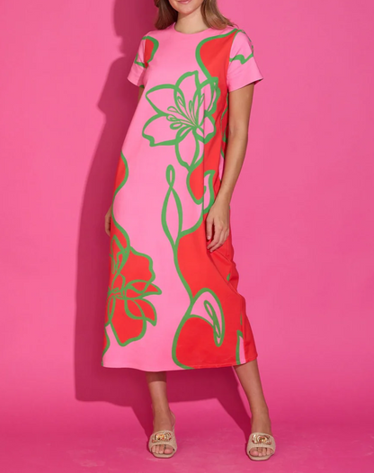 Multicolored Printed Straight Dress