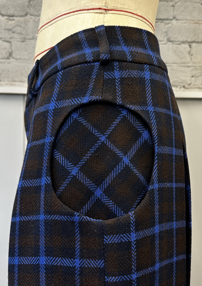 Checkered Pleated Wide-Leg Pants