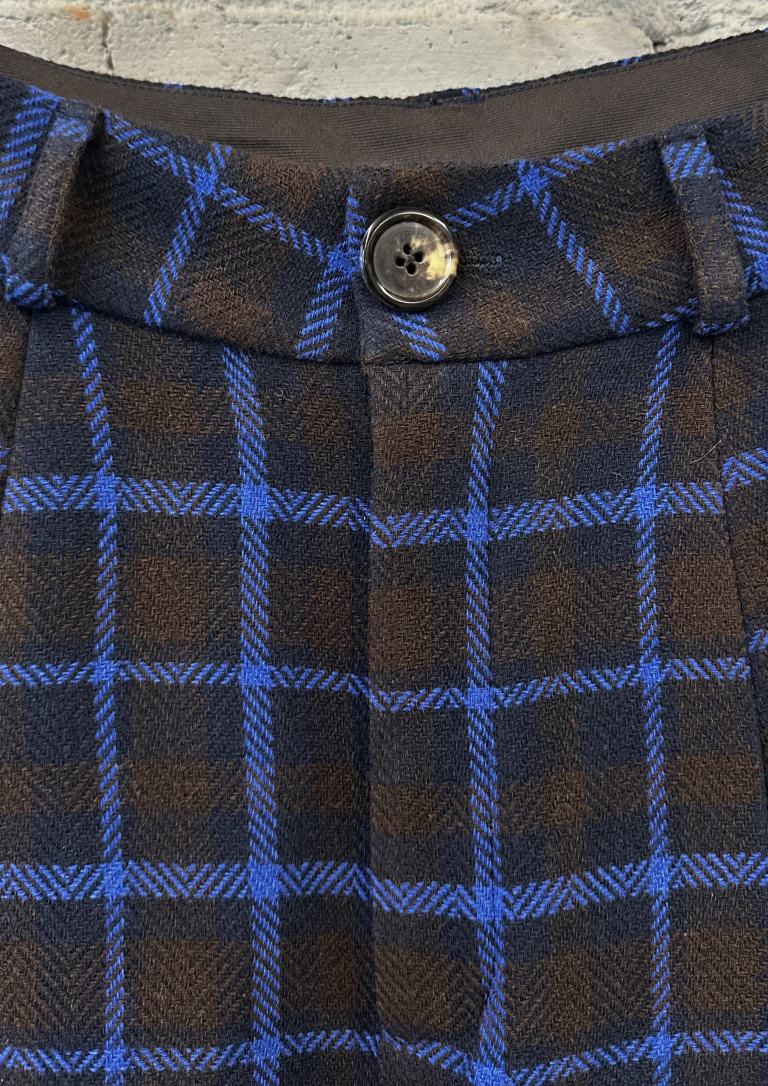 Checkered Pleated Wide-Leg Pants
