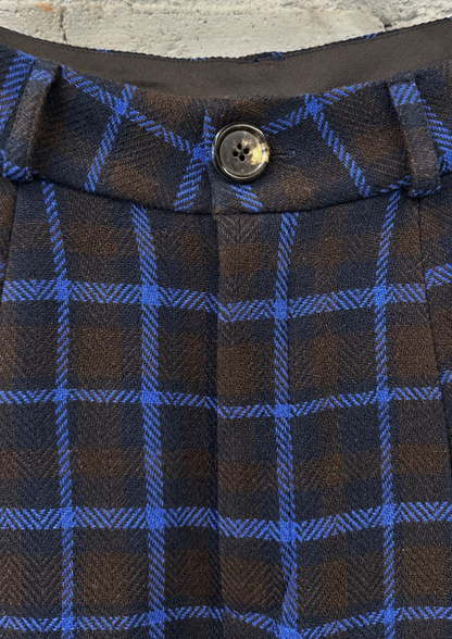 Checkered Pleated Wide-Leg Pants