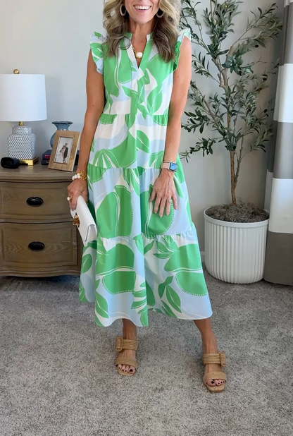 Sleeveless printed maxi dress