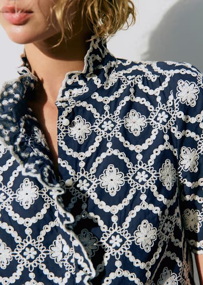 Ruffled Print Blouse