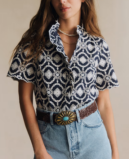 Ruffled Print Blouse