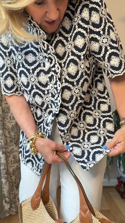 Ruffled Print Blouse