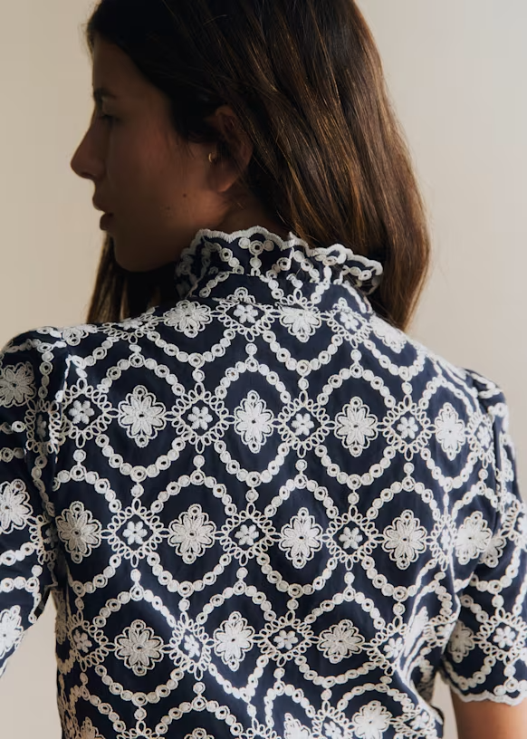 Ruffled Print Blouse