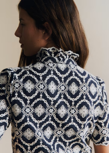 Ruffled Print Blouse