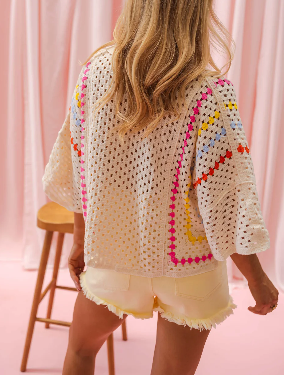Colorful Openwork Blouse