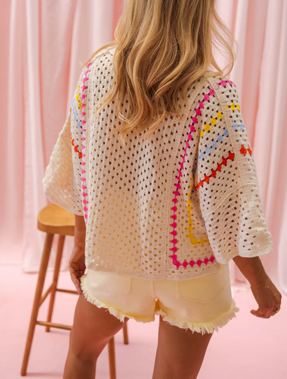 Colorful Openwork Blouse