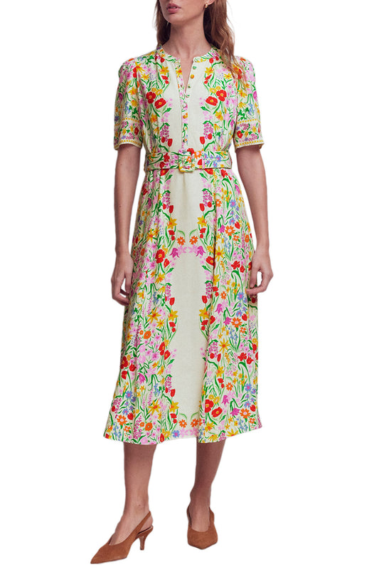 Floral Puff Sleeve Belted Shirtdress