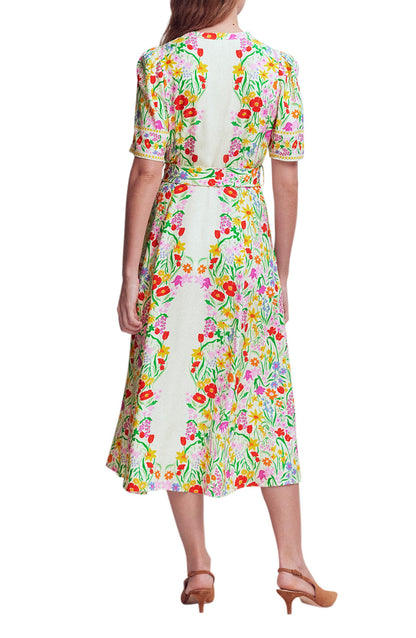 Floral Puff Sleeve Belted Shirtdress