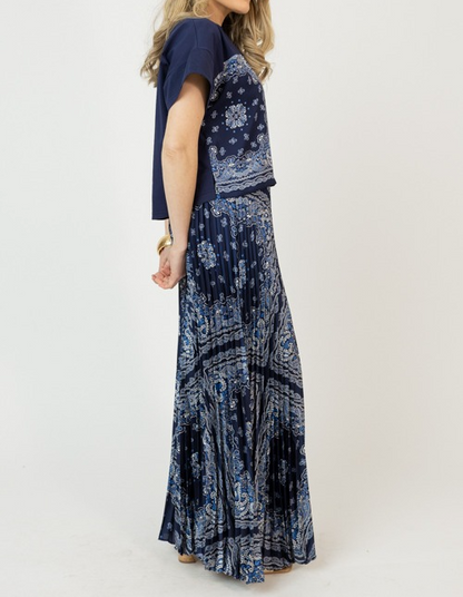 Paisley Skirt Set, Navy