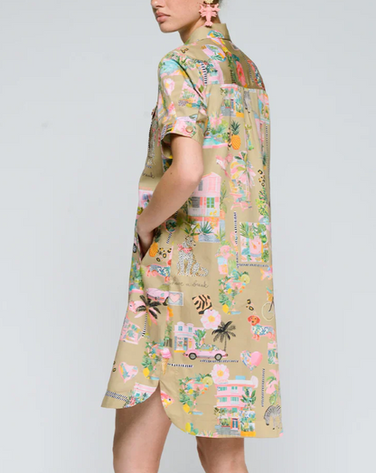 Casual Color-Blocked Shirt Dress