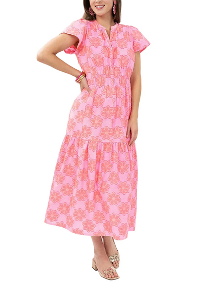 Pink floral print maxi dress