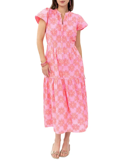 Pink floral print maxi dress