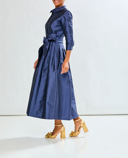 Long-Sleeved Belted Dress