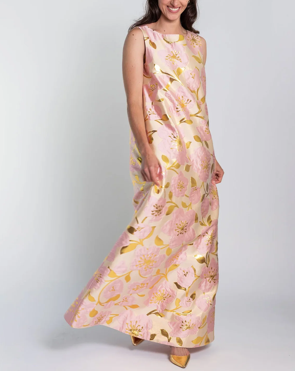 Printed Sleeveless Satin Dress