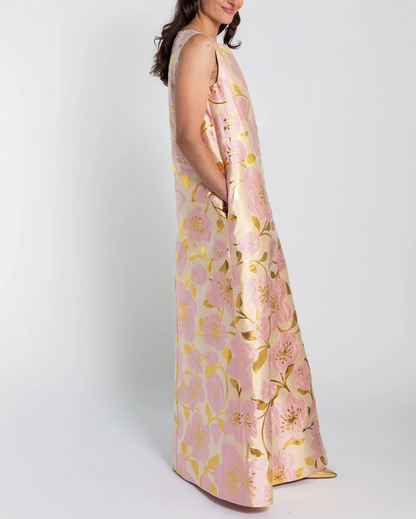 Printed Sleeveless Satin Dress